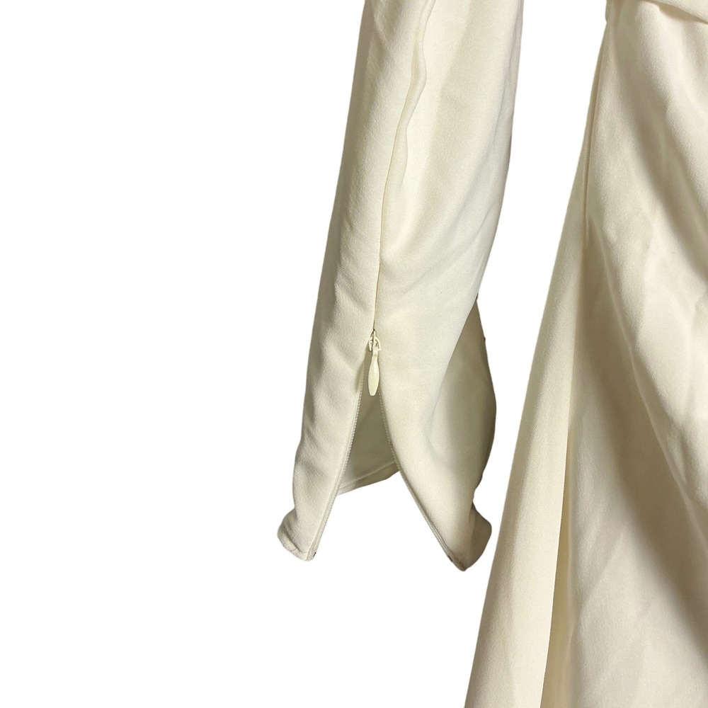 Mango Women's Midi Dress, Long Sleeve, Ruched, Cream, Formal, Career, Medium - Picture 4 of 7